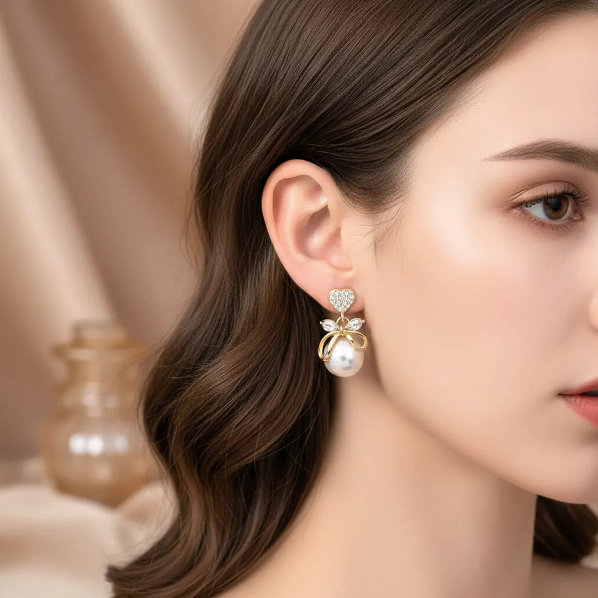 Combo (Set of 2) Colorful Enamel Stud & Pearl Heart Drop Earrings