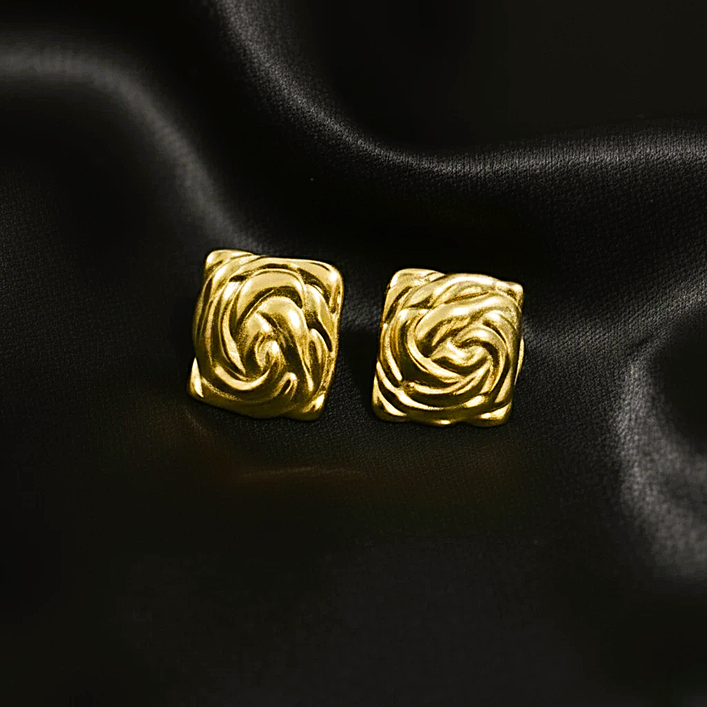Luxe Swirl Square Studs