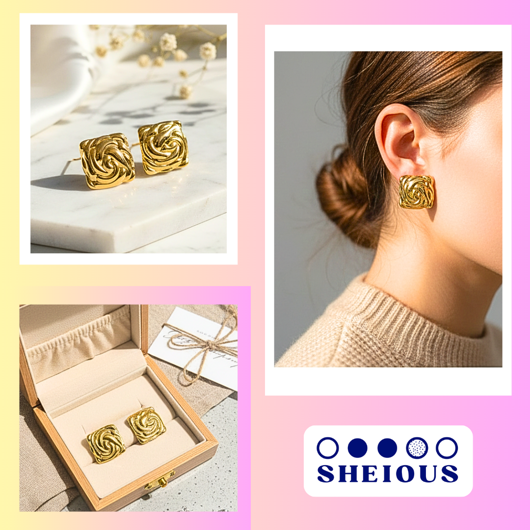 Luxe Swirl Square Studs