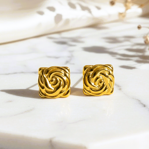 Luxe Swirl Square Studs