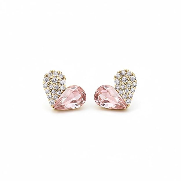 Combo (Set of 2) Petite Butterfly Stud Earrings for Women & Girls and Alloy Earrings with Pink Gem Inspired Design