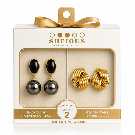 Combo (Set of 2) Elegant Pearl & Cherry Drop Statement Earrings