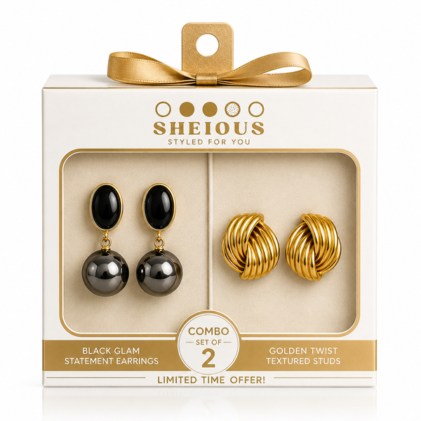 Combo (Set of 2) Elegant Pearl & Cherry Drop Statement Earrings