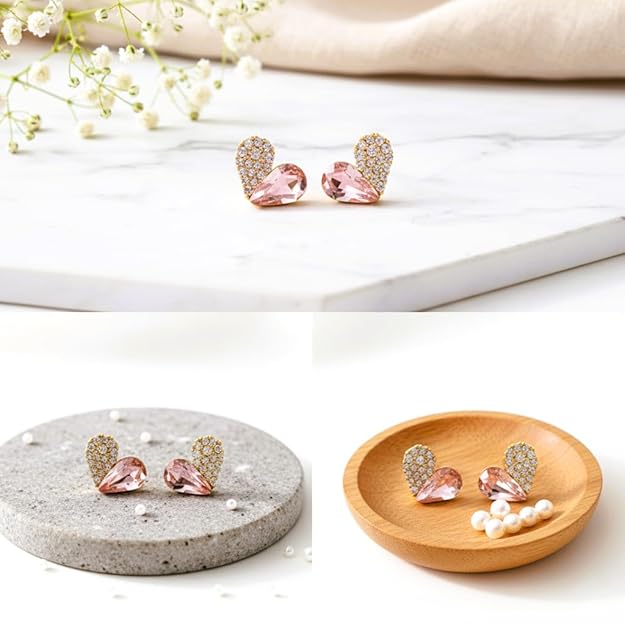 Combo (Set of 2) Petite Butterfly Stud Earrings for Women & Girls and Alloy Earrings with Pink Gem Inspired Design