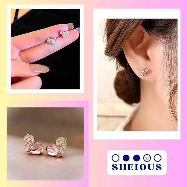 Combo (Set of 2) Petite Butterfly Stud Earrings for Women & Girls and Alloy Earrings with Pink Gem Inspired Design