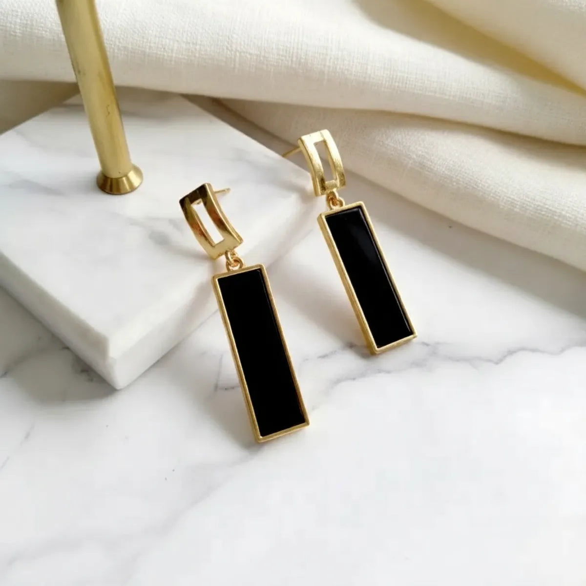 Combo (Set of 2) Black Alloy Glam Black Orb Statement Earrings and Black Luxe Noir Danglers For Women