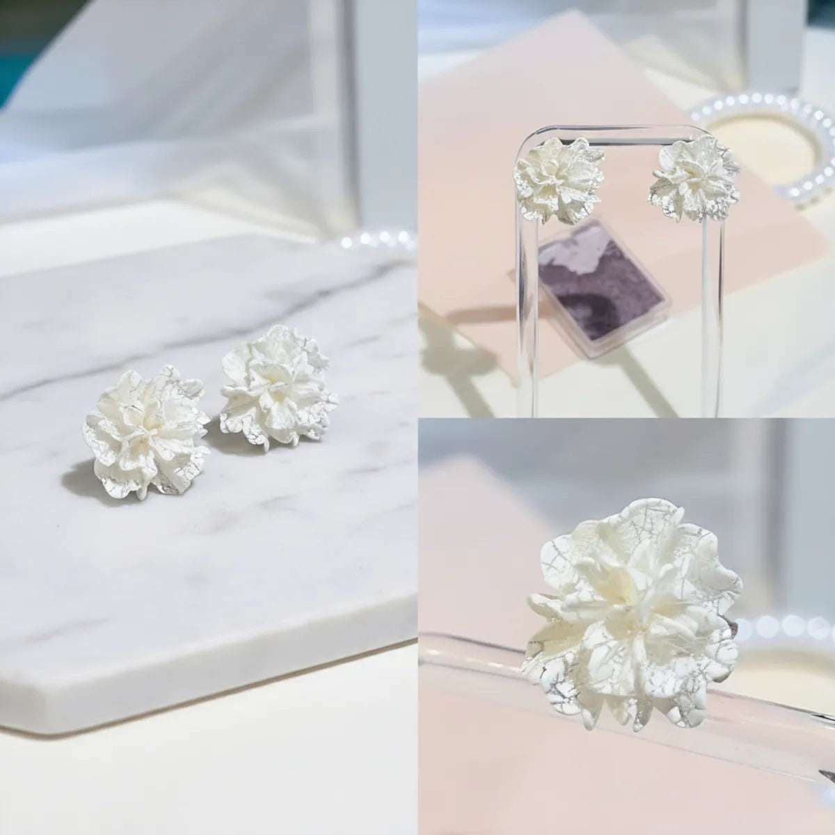 White Luxe Ivory Blossom Studs For Women