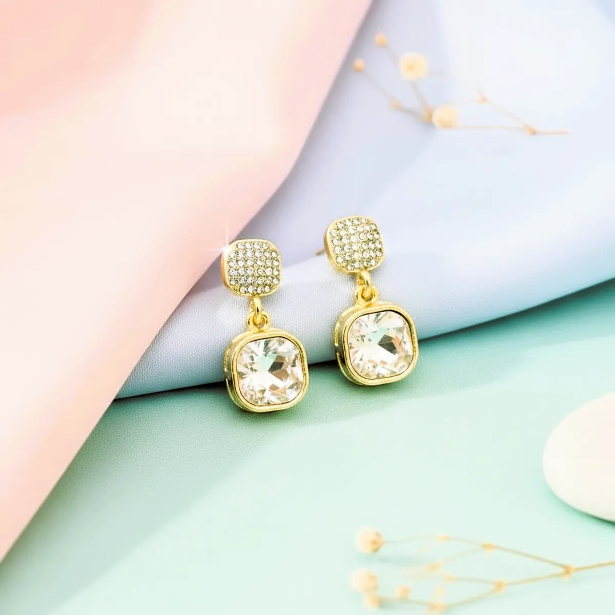 Silver Shimmer Stone Earrings For Women