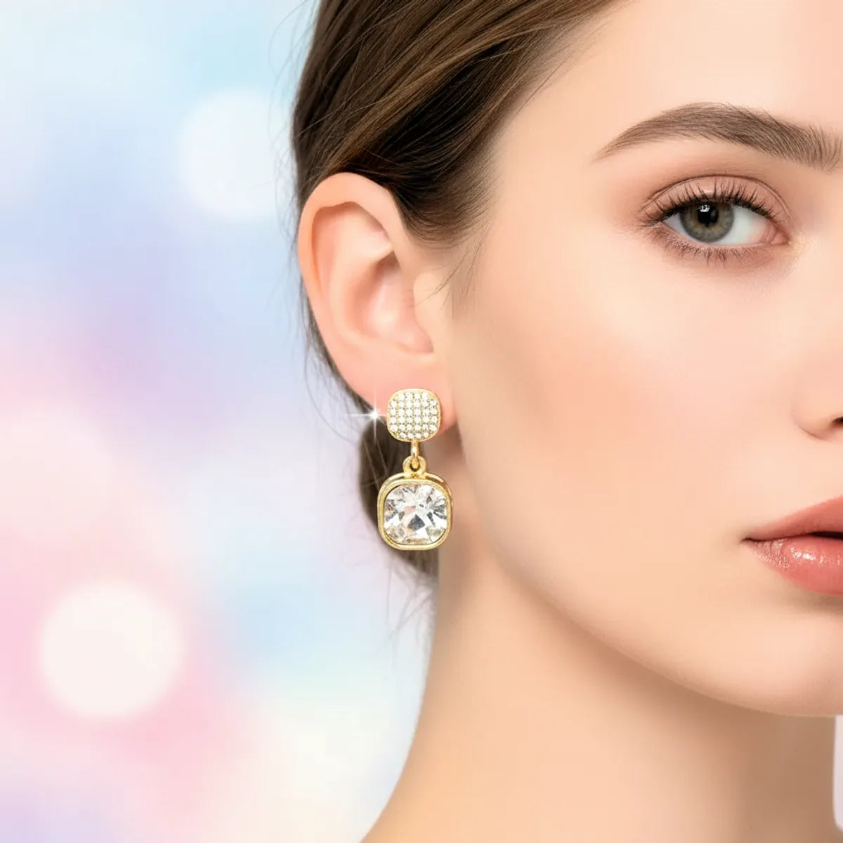 Silver Shimmer Stone Earrings For Women