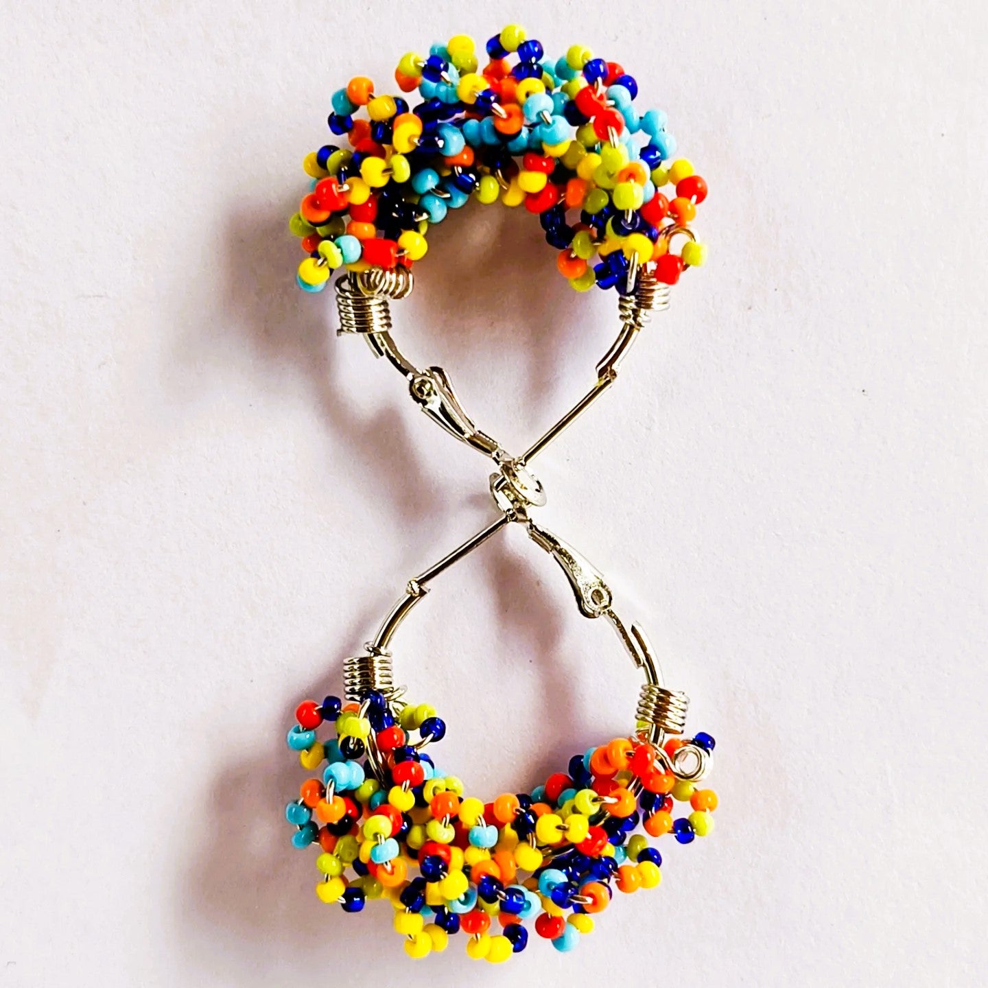 Multicolour Vibrant Multicolor Beaded Hoop Earrings