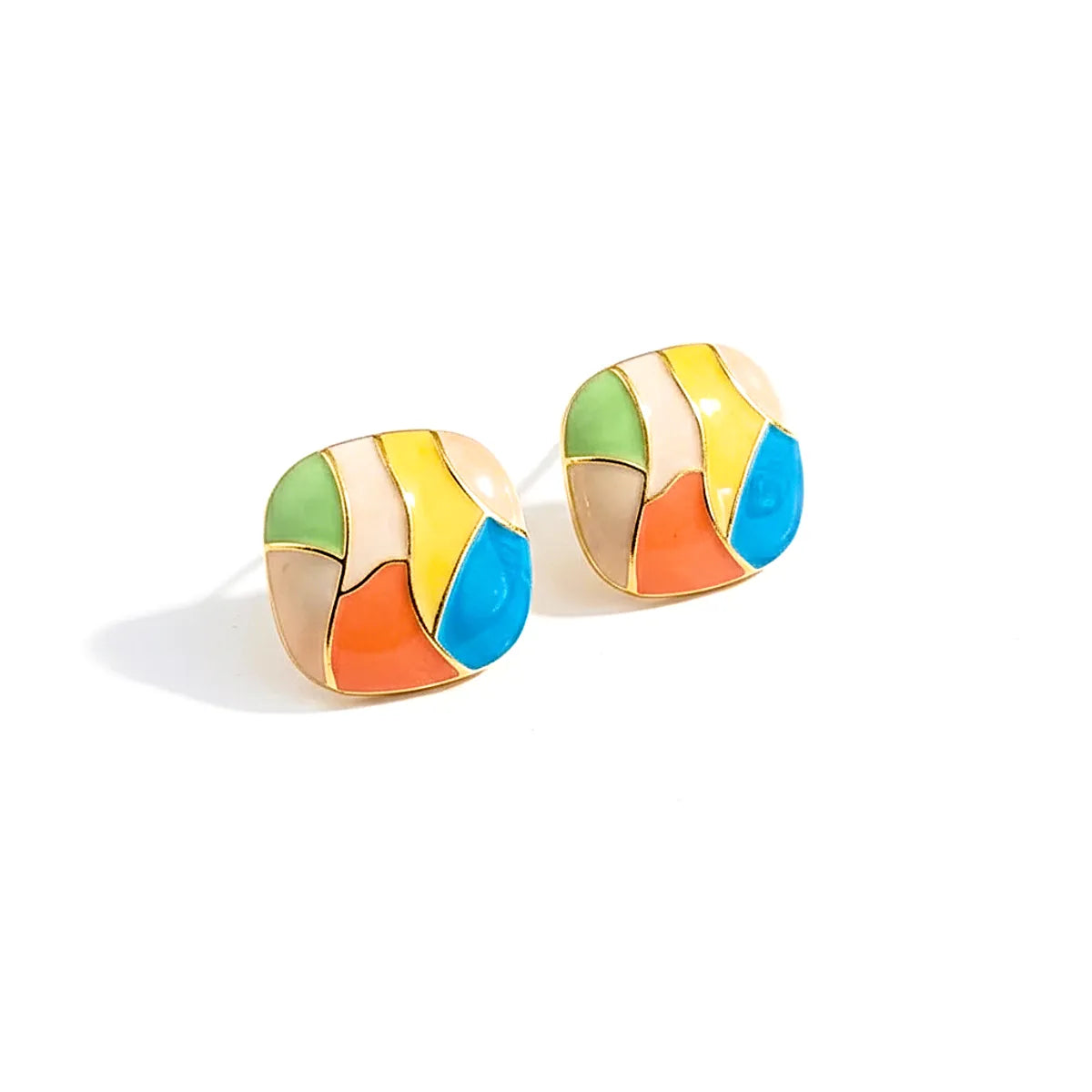 Combo (Set of 2) Colorful Enamel Stud & Pearl Heart Drop Earrings