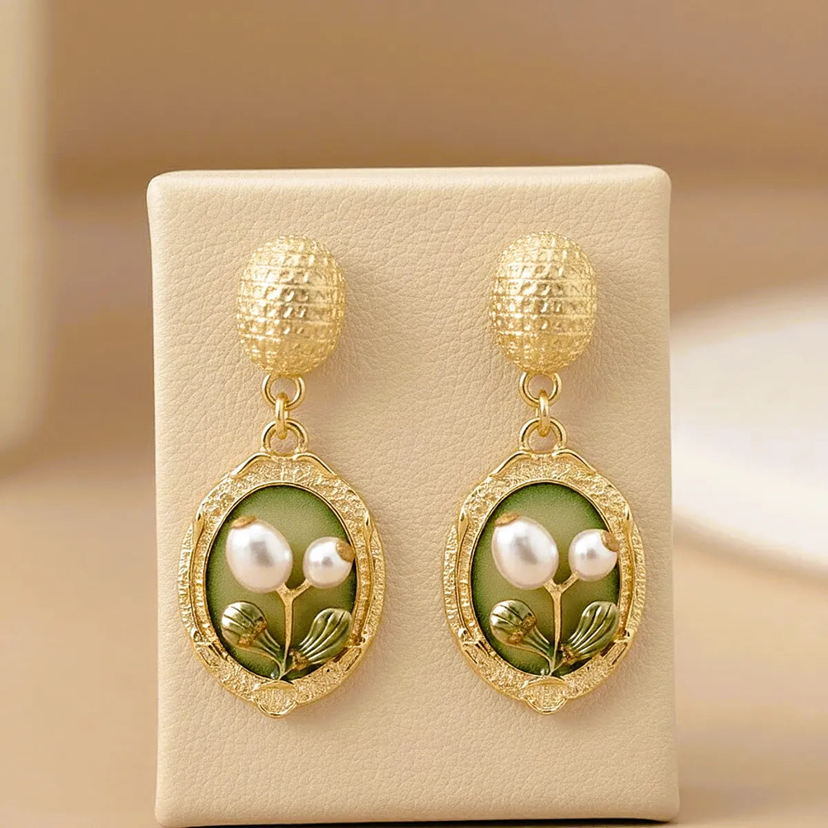 Luxe Emerald Pearl Bloom Earrings