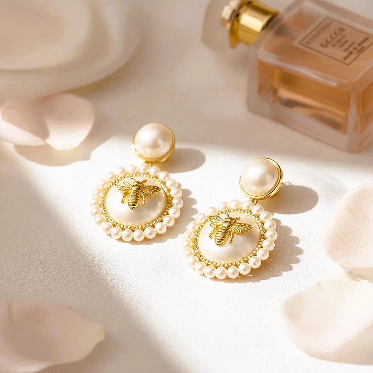 Luxe Golden Bee Pearl Drops