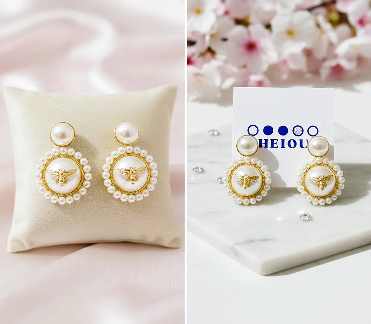 Luxe Golden Bee Pearl Drops