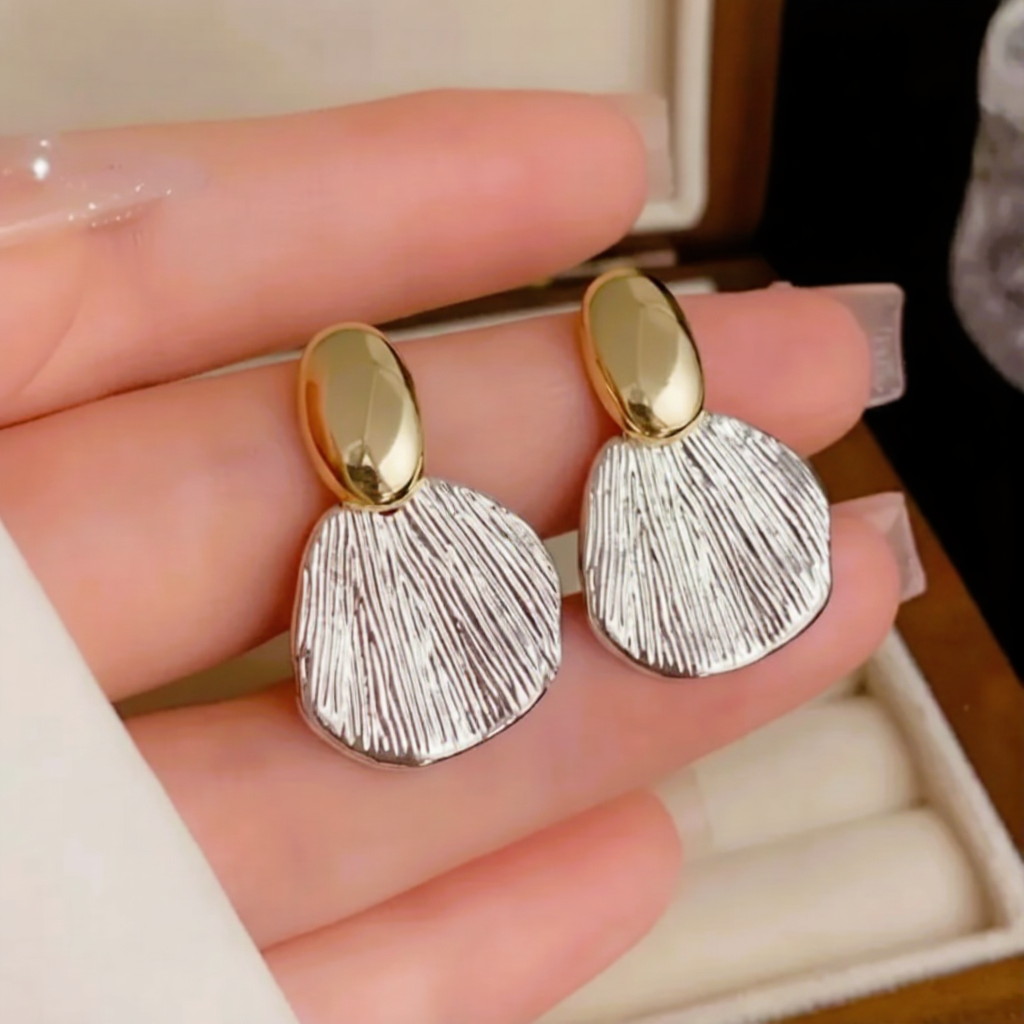 Silver Metal Bloom Earrings For Women