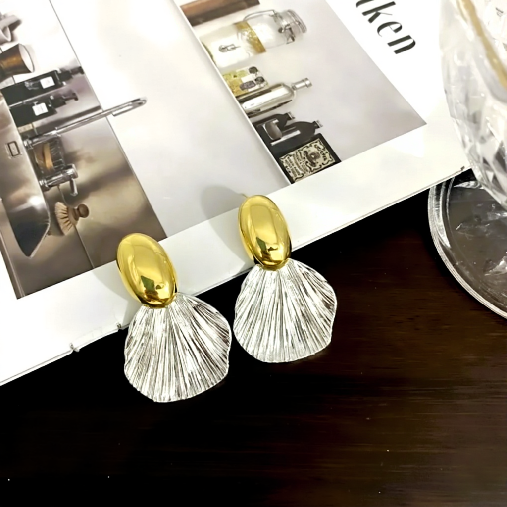 Silver Metal Bloom Earrings For Women