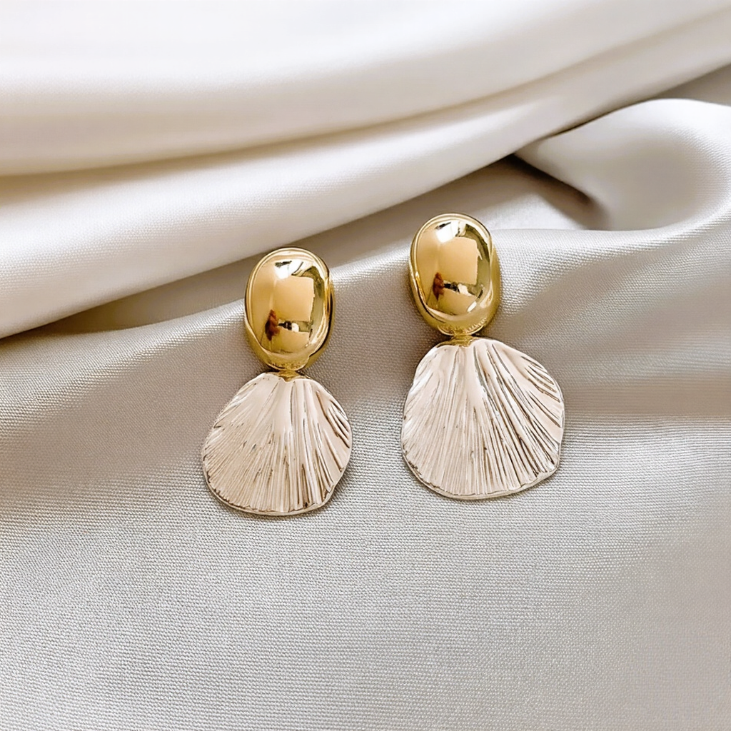 Silver Metal Bloom Earrings For Women