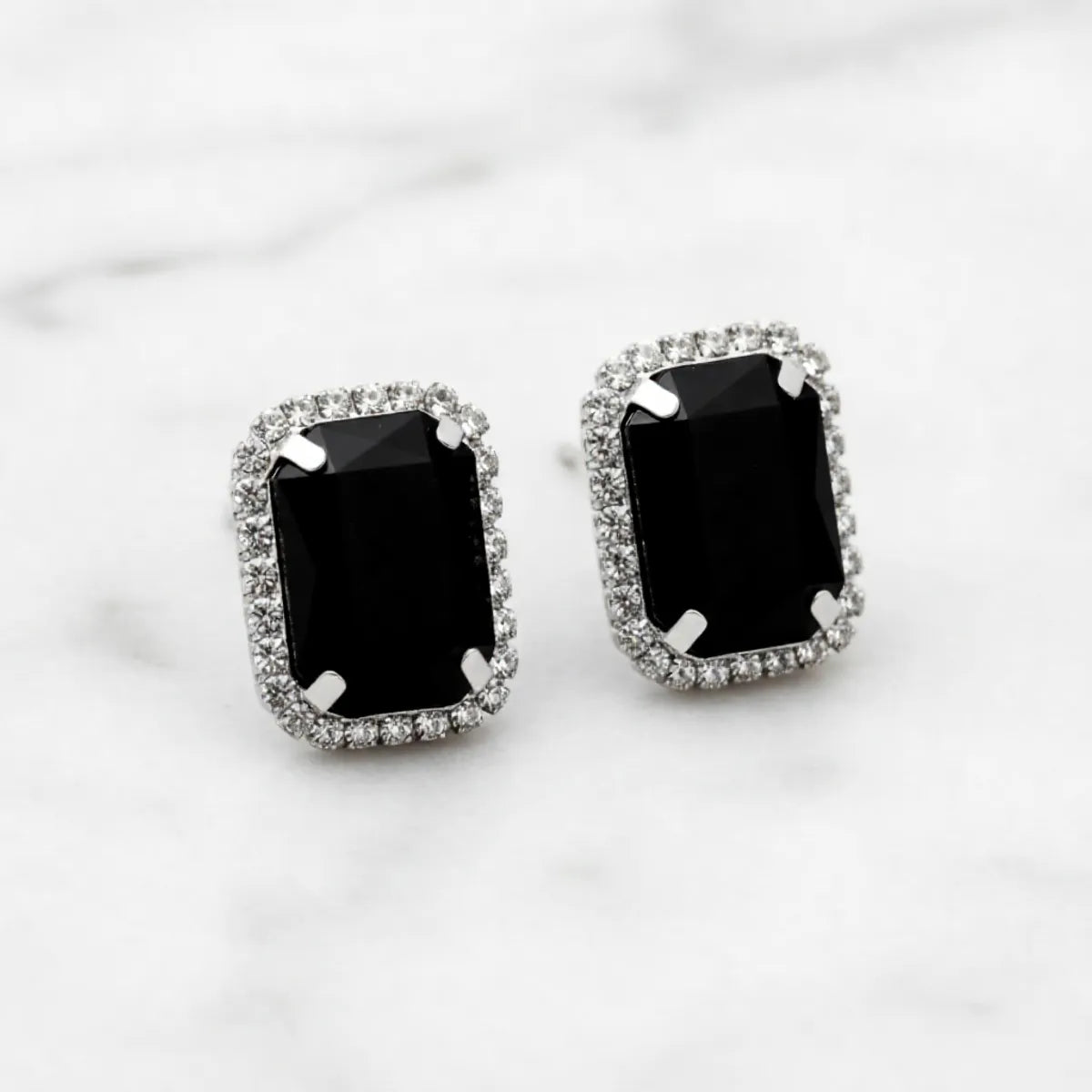 Combo (Set of 2) Black Crystal Stud & Pearl Ball Earrings