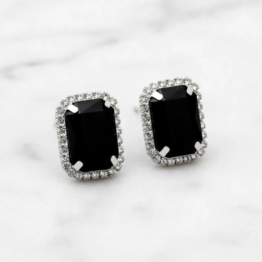 Black Alloy Elegant Ethnic Net Dangle Earrings