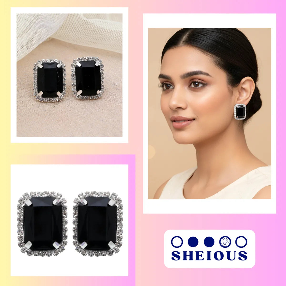 Black Alloy Elegant Ethnic Net Dangle Earrings