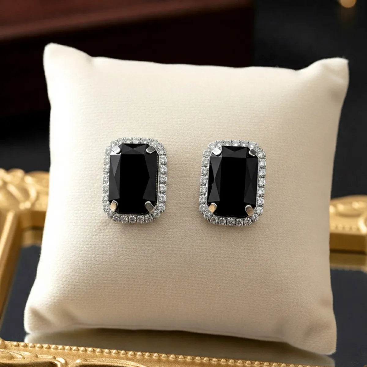 Combo (Set of 2) Black Crystal Stud & Pearl Ball Earrings