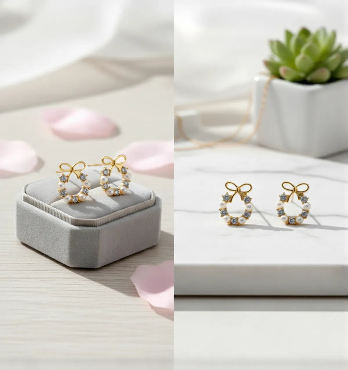 Combo (Set of 2) Traditional Jhumka & Pearl Bow Hoop Earrings