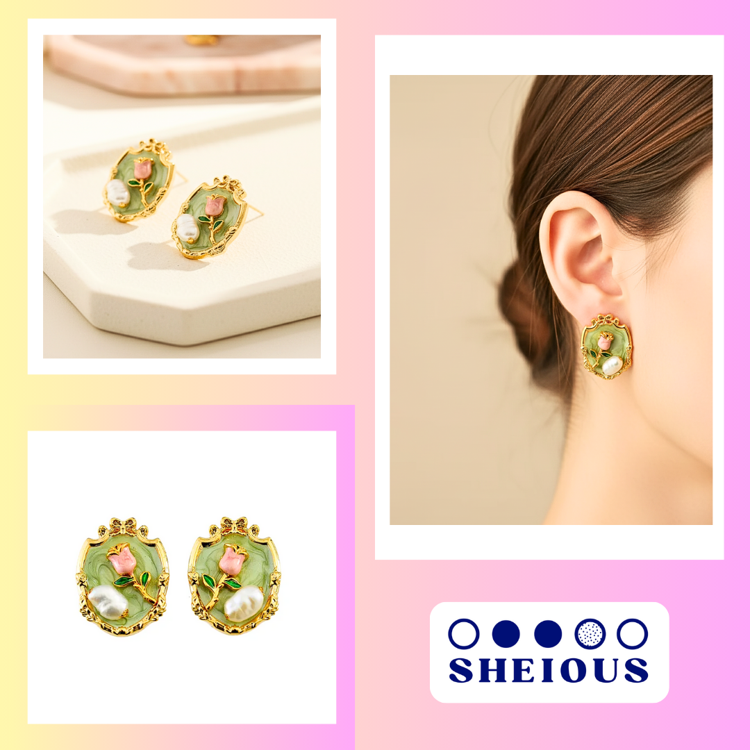 Mint Green Royal Bloom Earrings For Women