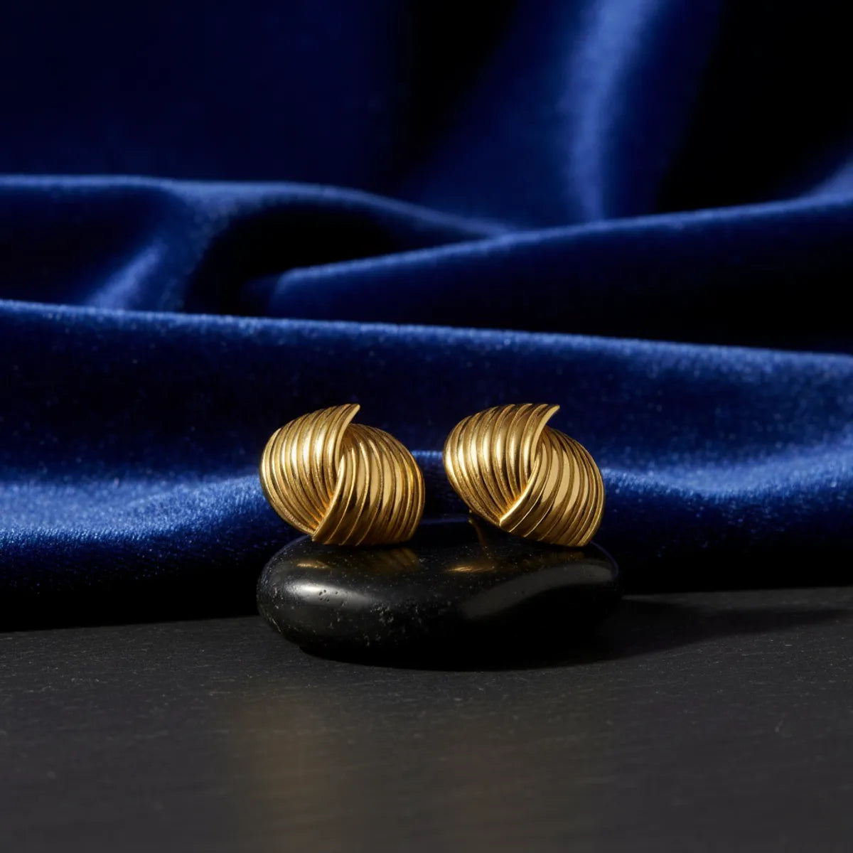 Gold Stainless Steel Anti Tarnish Luxe Radiant Swirl Studs For Women