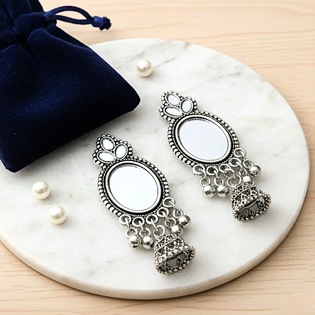 Traditional Noor Mirror Jhumkis