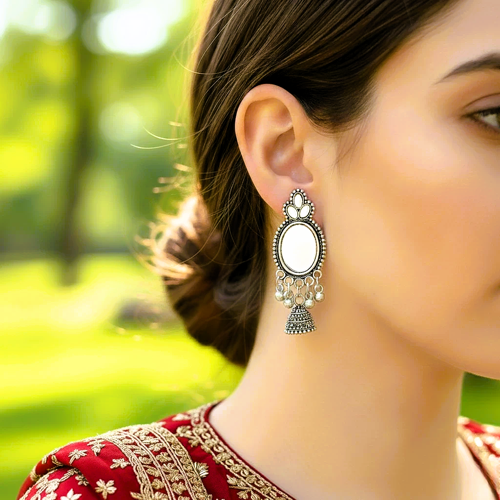 Traditional Noor Mirror Jhumkis