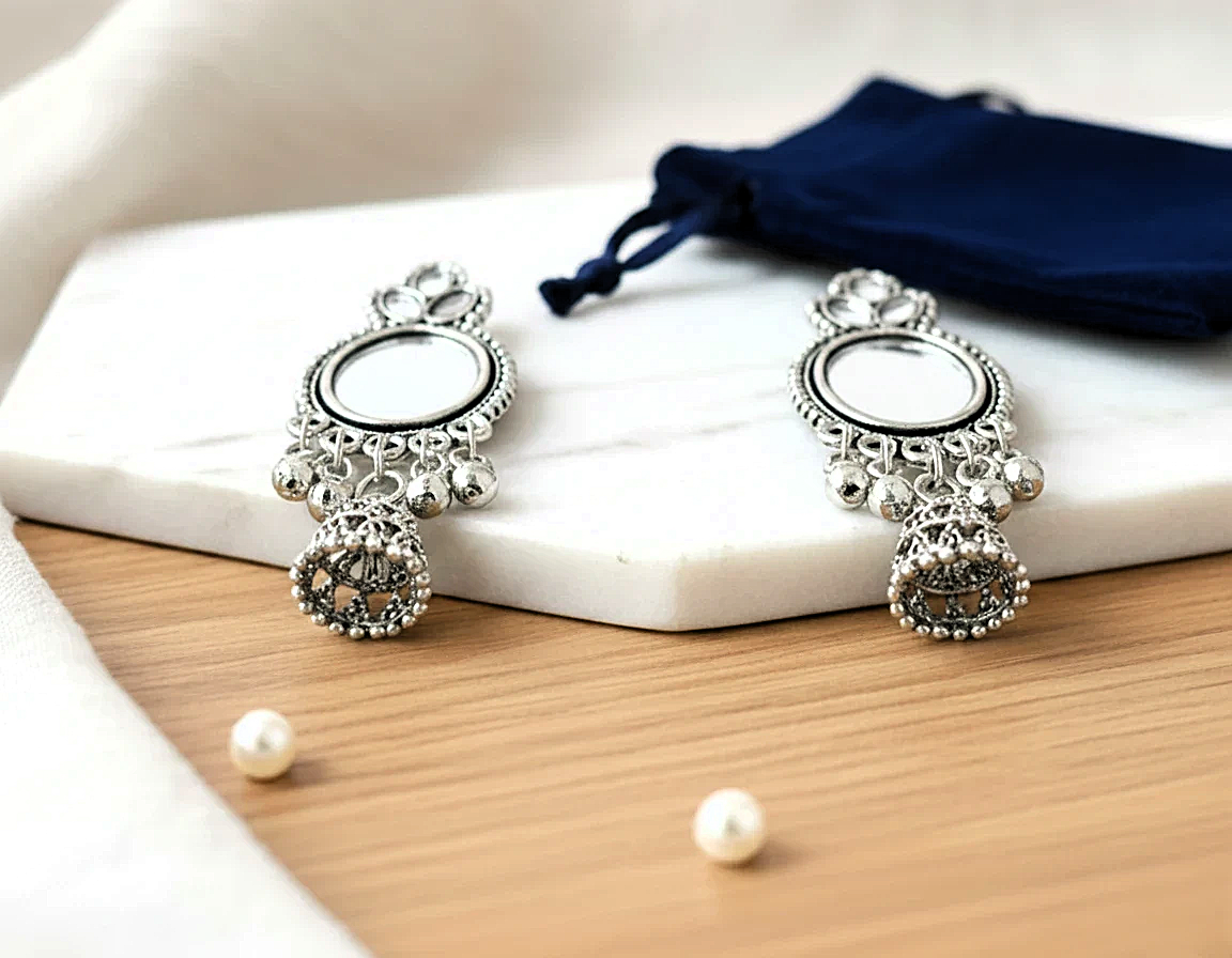 Traditional Noor Mirror Jhumkis
