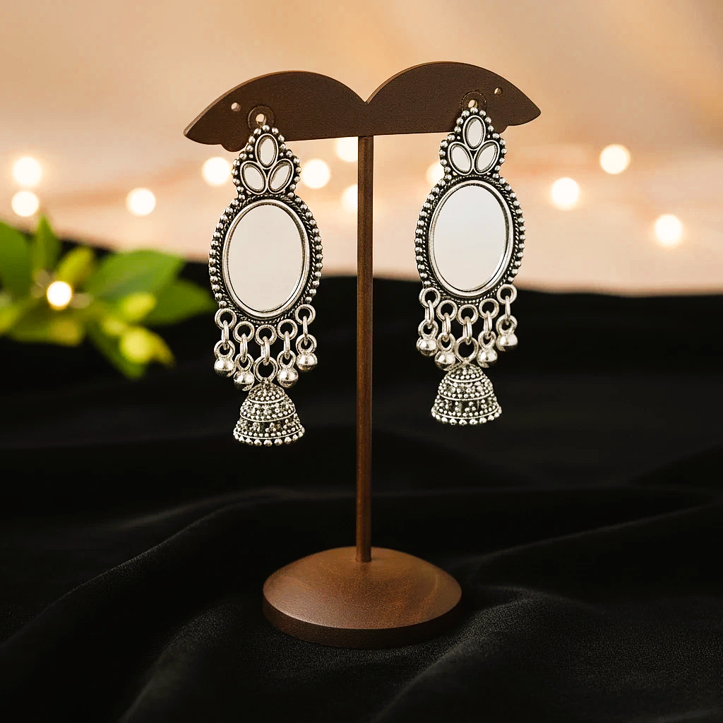Traditional Noor Mirror Jhumkis