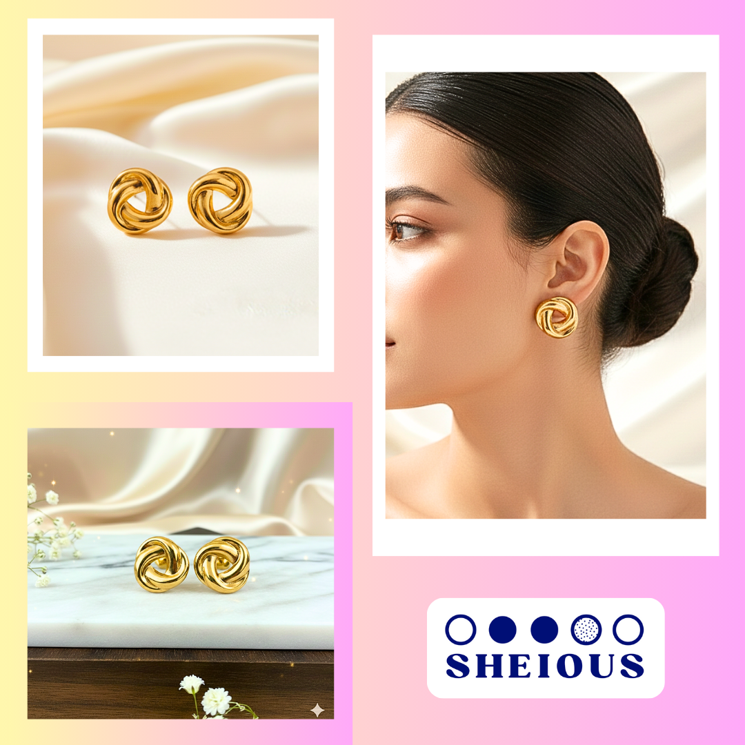 Golden Twisted Knot Studs