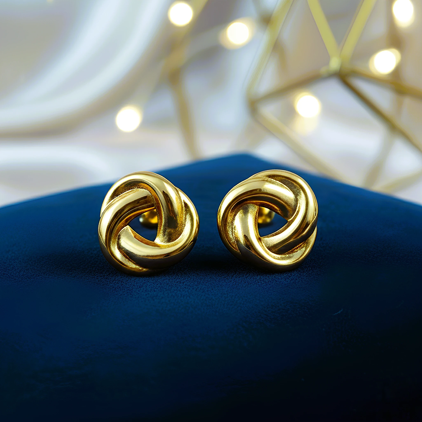 Golden Twisted Knot Studs