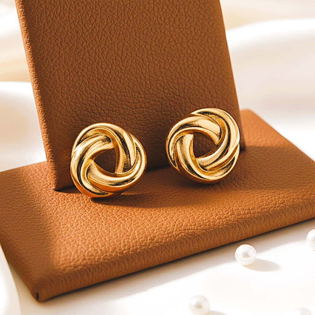 Golden Twisted Knot Studs
