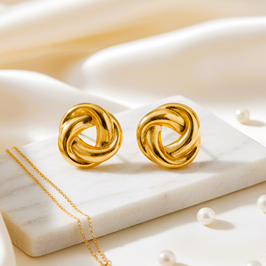 Golden Twisted Knot Studs