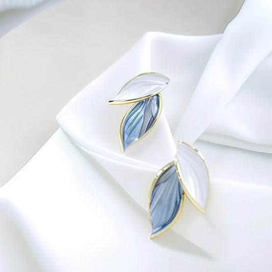 White Alloy Ocean Leaf Earrings For Women