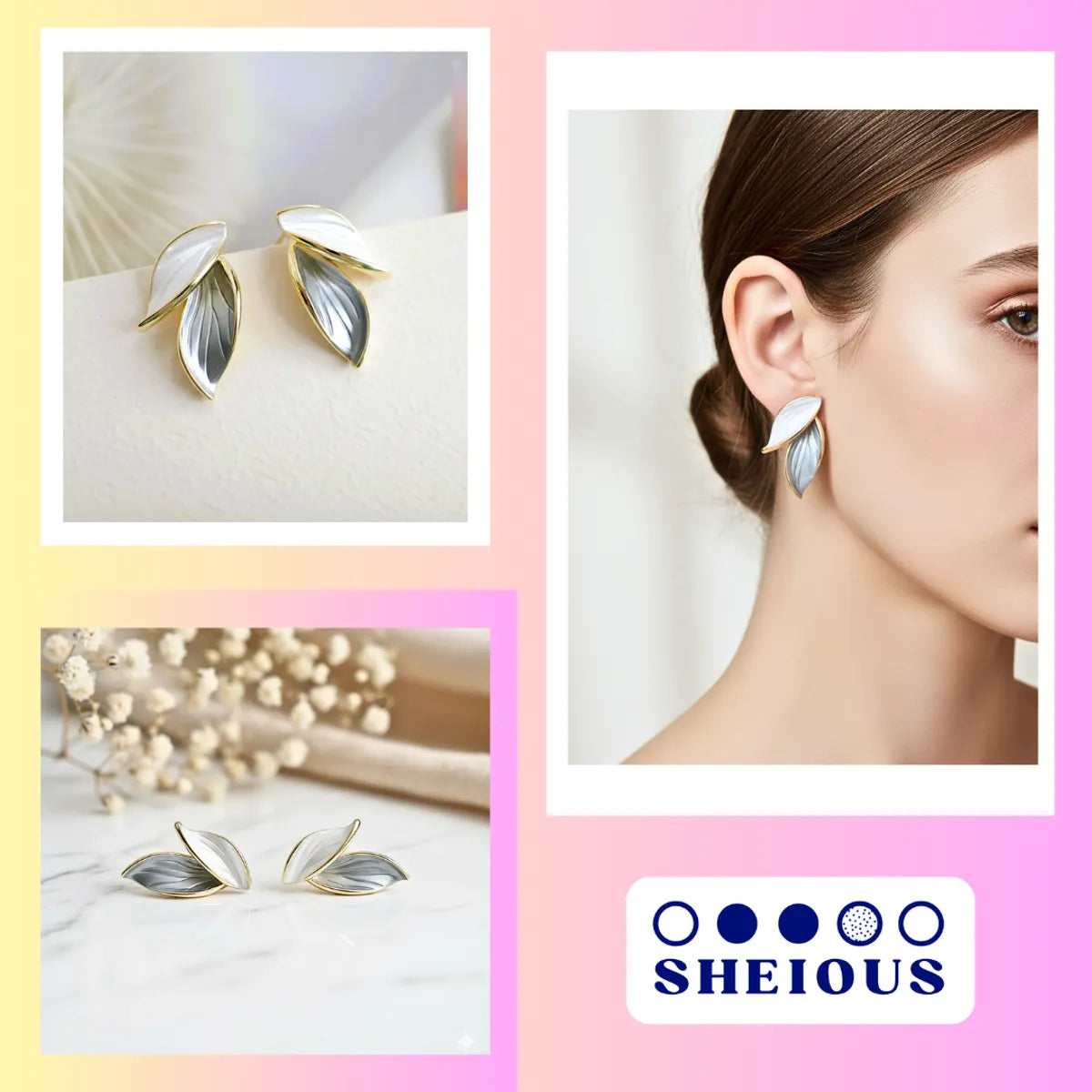 White Alloy Ocean Leaf Earrings For Women