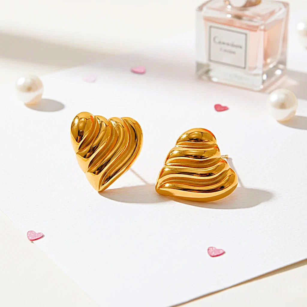Sculpted Heart Studs
