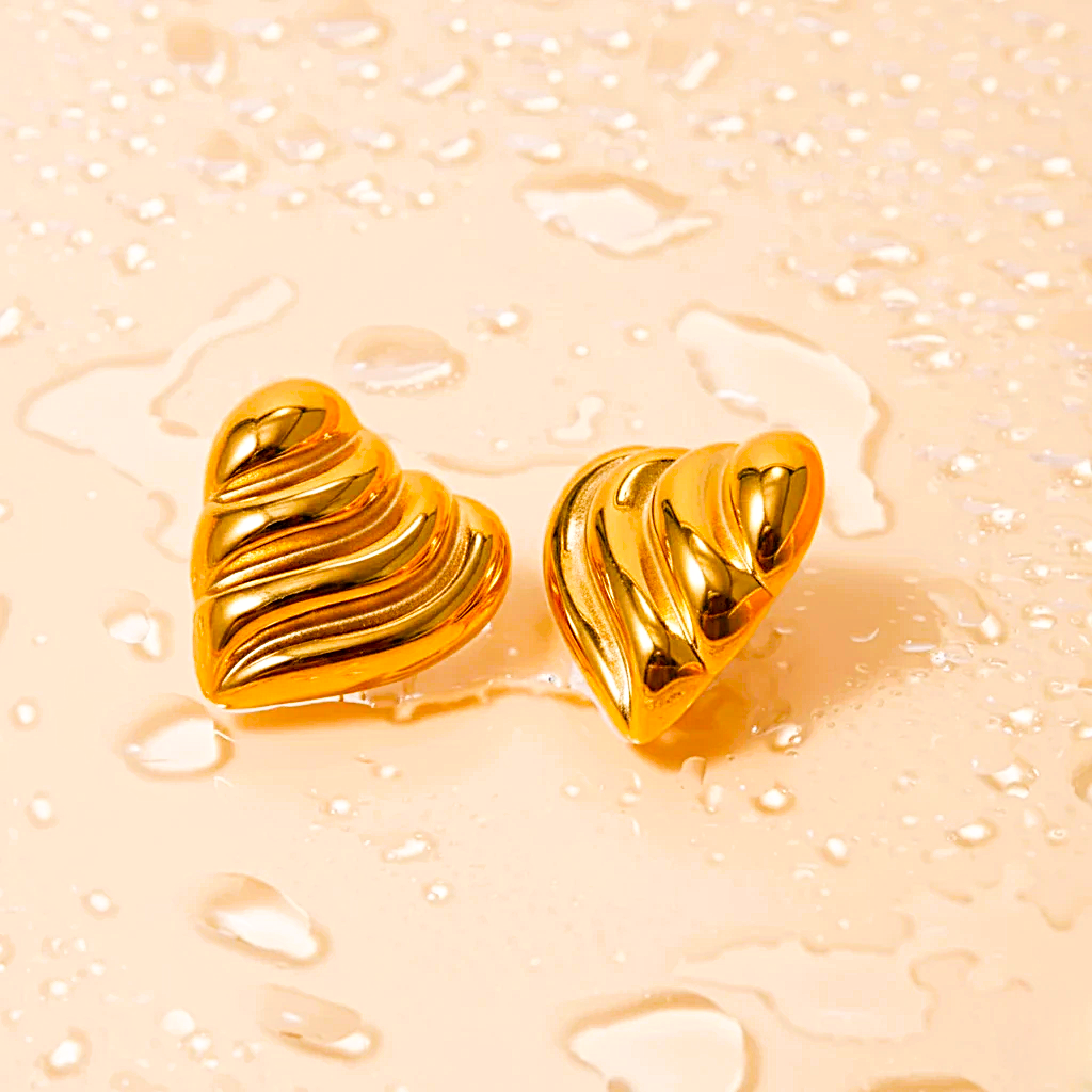 Sculpted Heart Studs