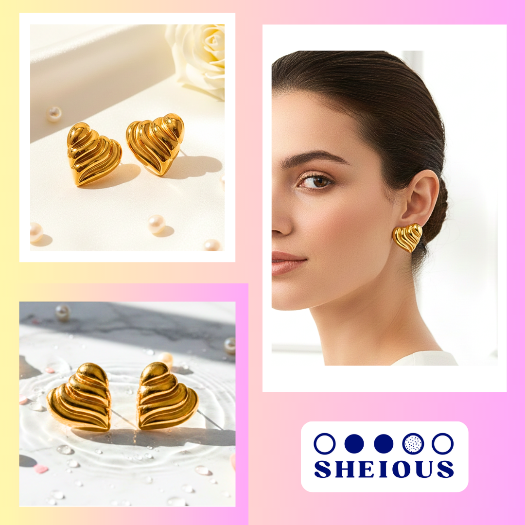 Sculpted Heart Studs
