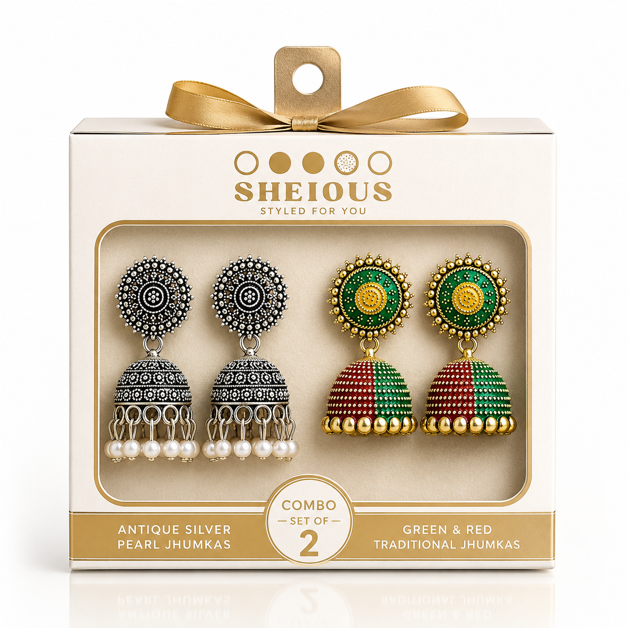 Combo (Set of 2) Elegant Dual-Tone Traditional Jhumkas