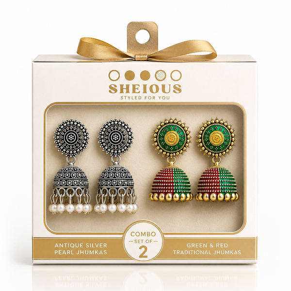 Combo (Set of 2) Elegant Dual-Tone Traditional Jhumkas
