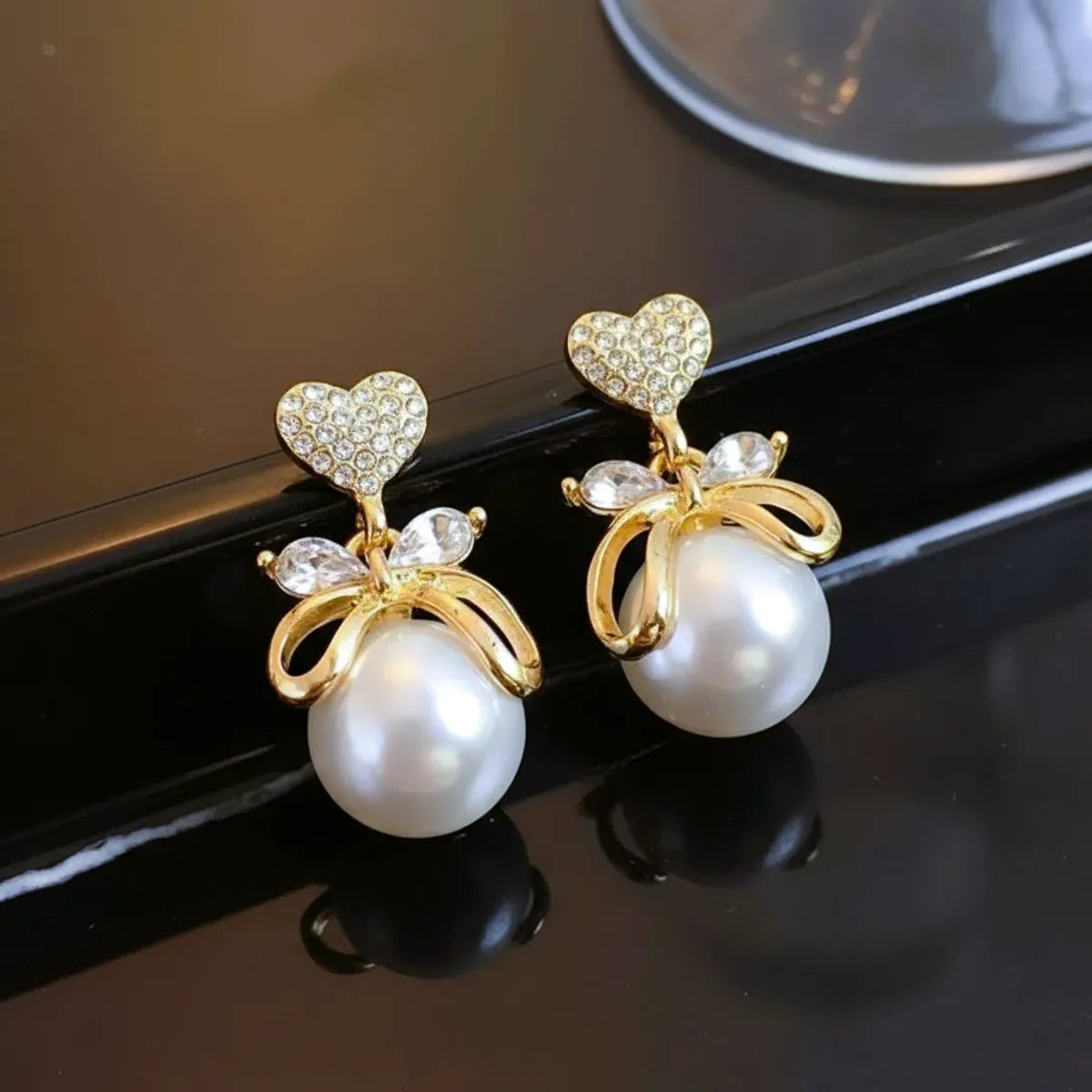 Combo (Set of 2) Colorful Enamel Stud & Pearl Heart Drop Earrings
