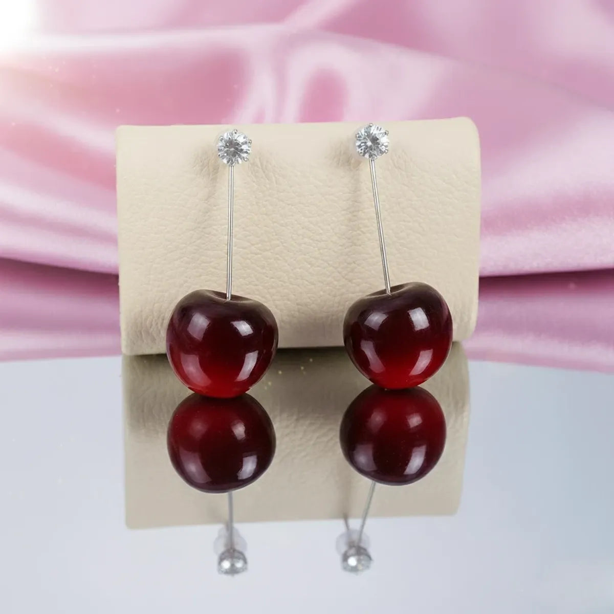 Combo (Set of 2) Red Cherry Drop & Black Glam Statement Earrings