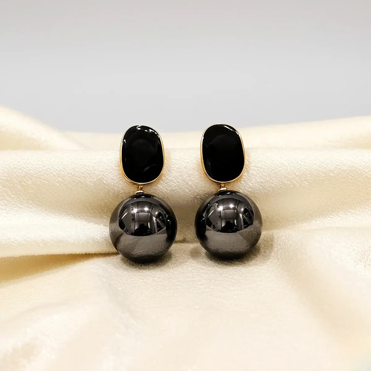 Combo (Set of 2) Black Alloy Glam Black Orb Statement Earrings and Black Luxe Noir Danglers For Women