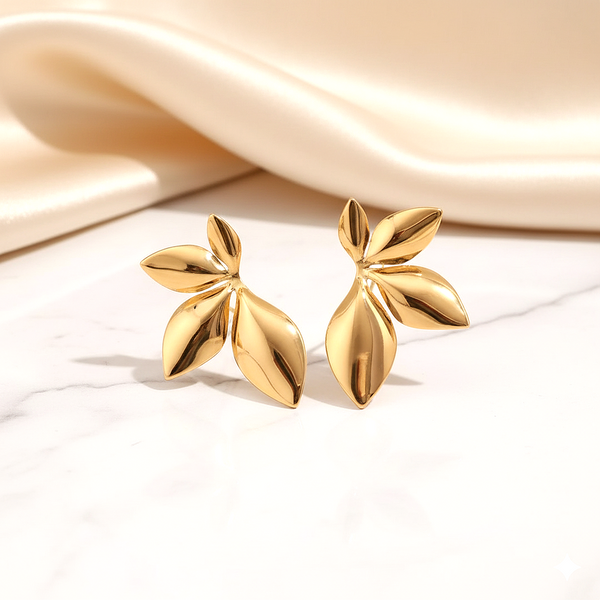 Gold Leafy Glow Earrings For Women
